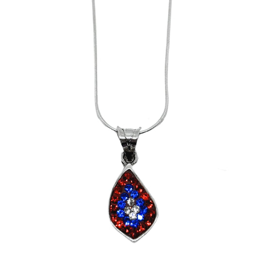 Sparkling Bezel Mini Drop Women's Necklace Models White and Red &amp; Navy Blue Sparkling IKM