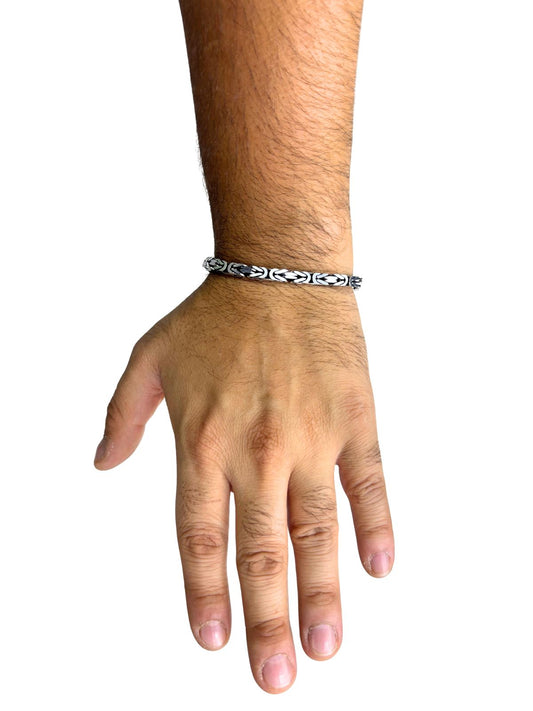 Köşeli Kral Gümüş Zincir Erkek Bileklik – 5.5 mm
