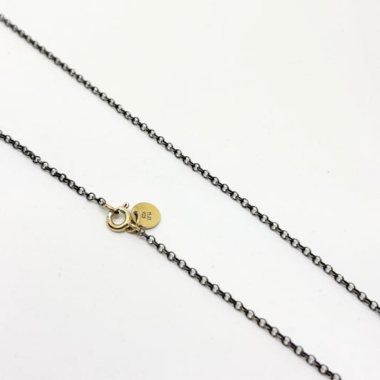 Mini Black Link Silver Chain Necklace 52CM