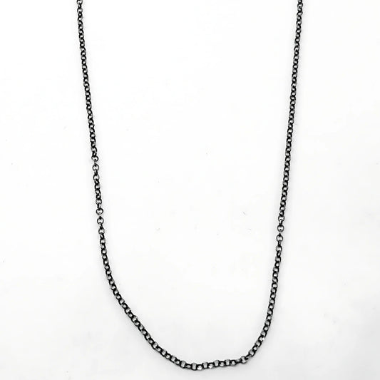 Mini Black Link Silver Chain Necklace 52CM