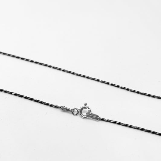 Thin Striped Black Silver Chain Necklace 50CM