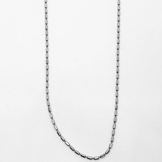 Mini Cylinder Silver Chain Necklace 40CM