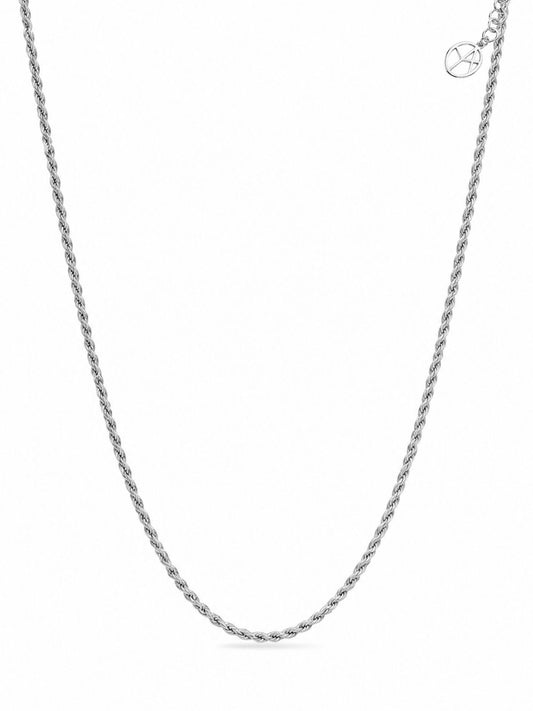 Corda Örgü Gümüş Rodyum Kaplama Zincir Kolye-1mm [OYOT417]