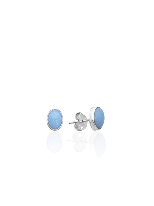 Doğal Taşlı Oval Gümüş Küpe 0.8x0.6cm [OYOK375]