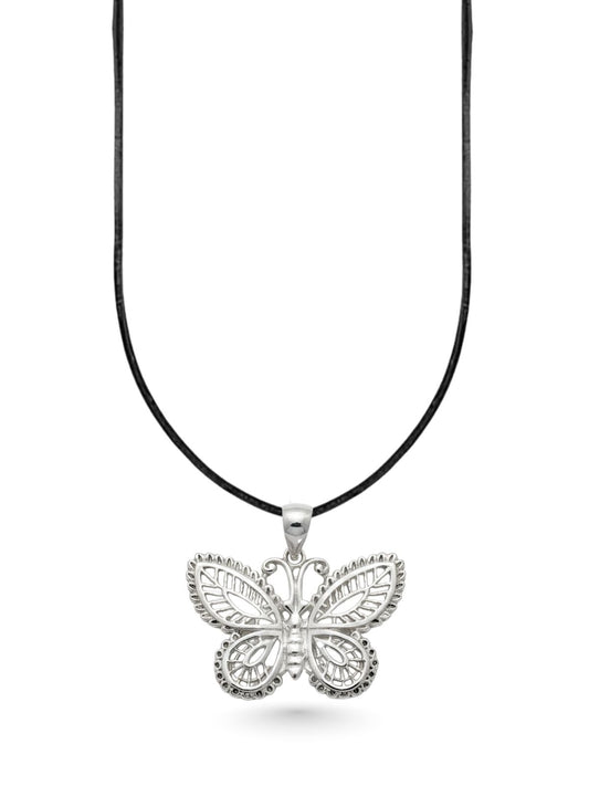 Bohem Ajur İşlemeli Gümüş Kelebek Kolye 2.6x3.1 cm [OYSY232]