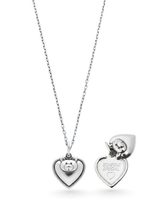 Love Bear Someone Special Yazılı Gümüş Kalp Kolye 2.5x1.8 cm  [OYSY219]