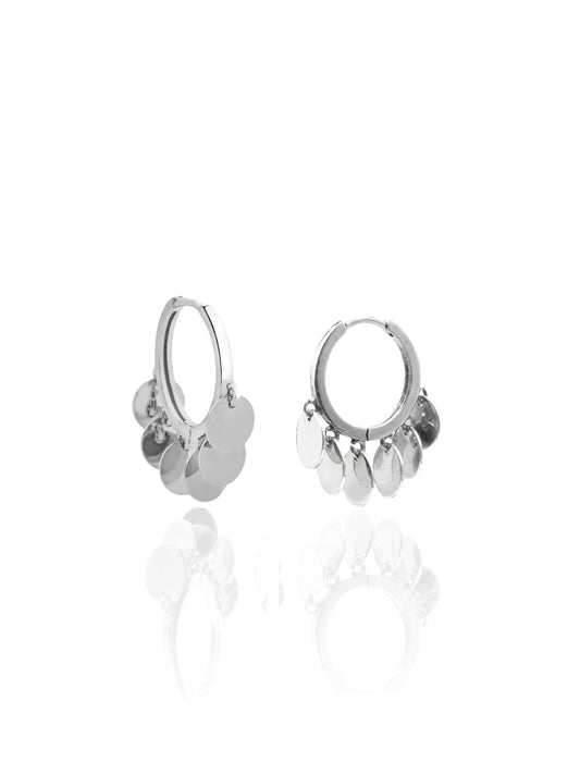 Çoklu Yuvarlak Pul Sallantılı İnce Gümüş Halka Küpe 2.5x 2cm[OYSY295]