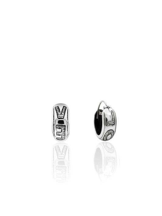 Minimal Etnik Love Motifli Gümüş Halka Küpe 1.5x1.5cm [OYSY301]