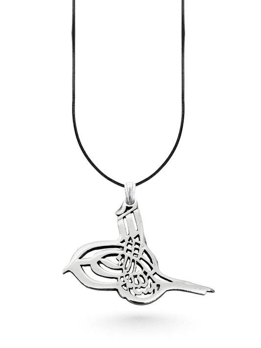 İri Gümüş Osmanlı Tuğra Kolye Ucu 4.2x4.7 cm [OYSY198]