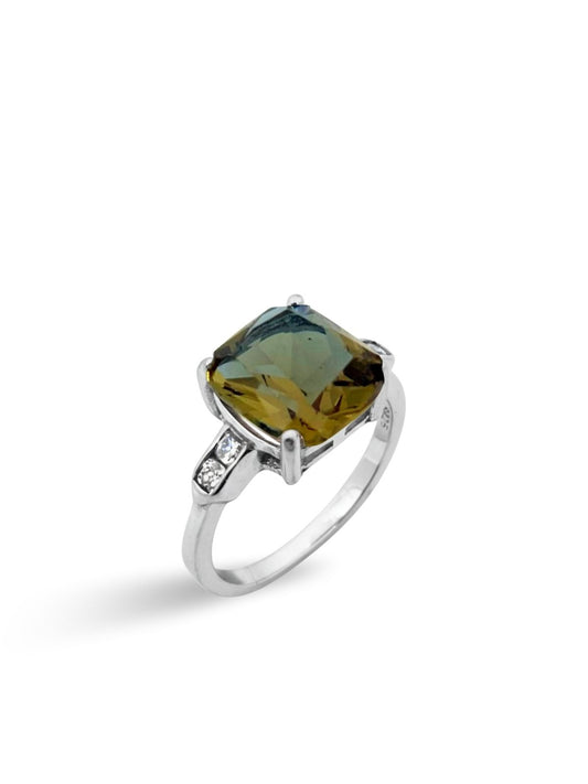 Kare Zultanit Taşlı Kadın Gümüş Yüzük