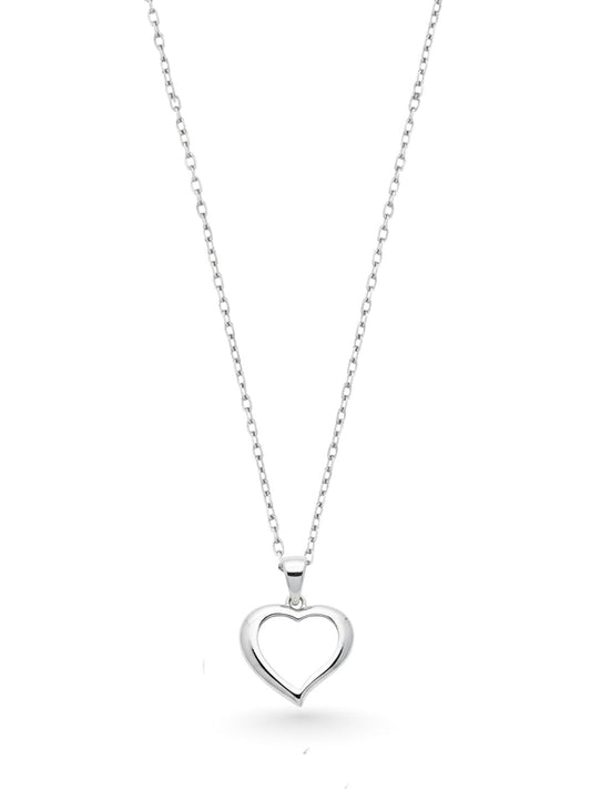 Minimalist İçi Boş Kalp Gümüş Kolye 2x1.6 cm [OYSY221]