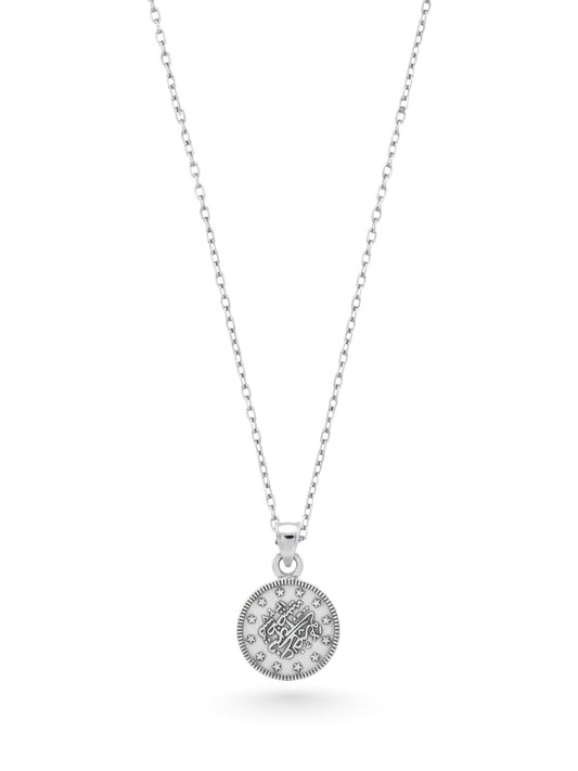 Minimal Osmanlı Tuğralı Çift Taraflı Gümüş Sikke Kolye 2.3x1.5 cm [OYSY208]