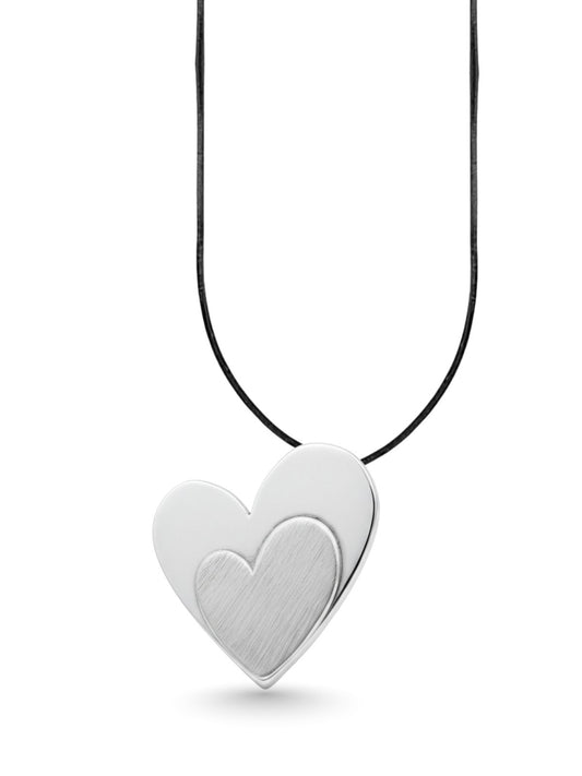 İri Çift Kalp Gümüş Kolye Ucu 3.9x3 cm [OYSY214]