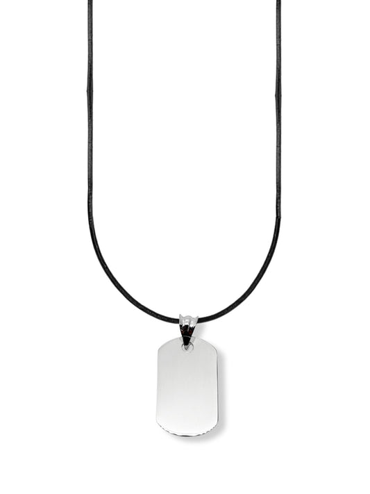 Parlak Minimal Gümüş Plaka Kolye Ucu 1.3x2.6 cm