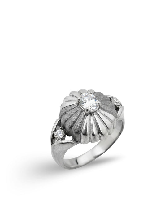 Retro Zirkon Taşlı Elegant Blossom Kadın Gümüş Yüzük