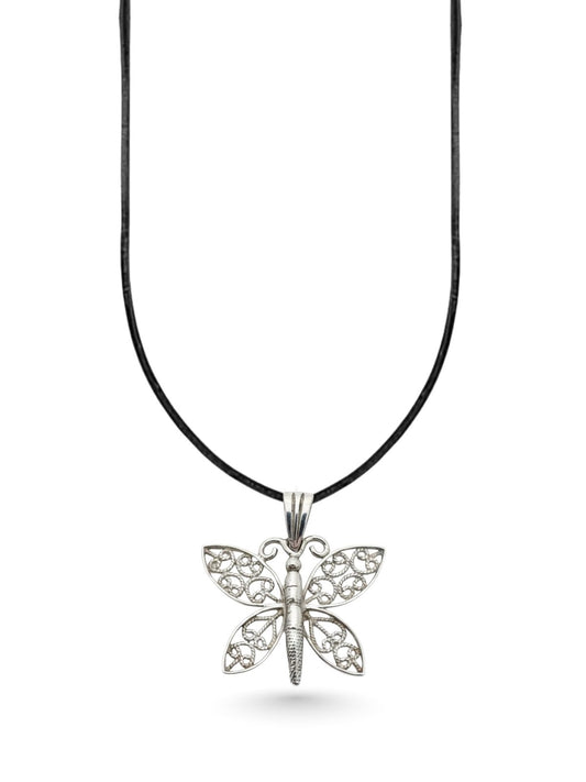 Kanatları Telkari Kelebek Gümüş Kolye Ucu 3x3 cm [OYSY231]