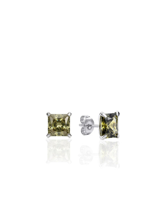 Kare Zultanit Tek Taş Gümüş Küpe 0.8x0.8cm [OYOK360]