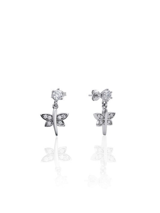 Zirkon Taşlı Sallantılı Yusufçuk Gümüş Küpe 1.5x0.9cm [OYOK352]