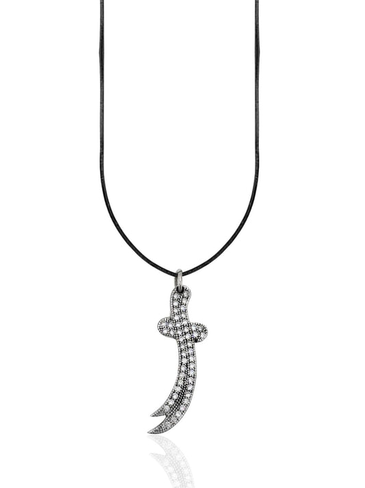Zirkon Taşlı Gümüş Zülfikar Kolye Ucu 3.3x1cm [OYOT340]