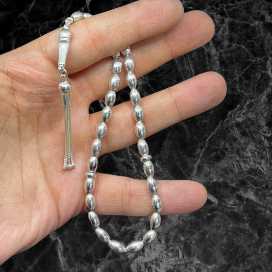 Barley Oval Silver Prayer Beads