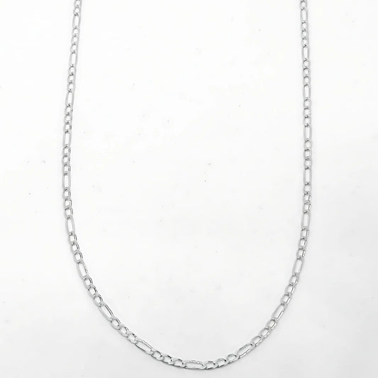 Mini Figaro Wide Range Silver Chain Necklace 65CM