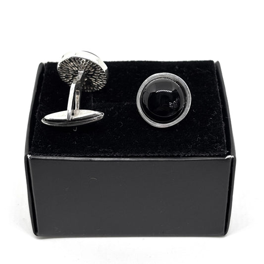 Silver Cufflinks with Onyx Stone