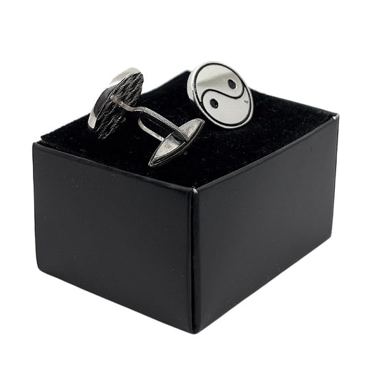 Silver Round Ying-yang Cufflinks