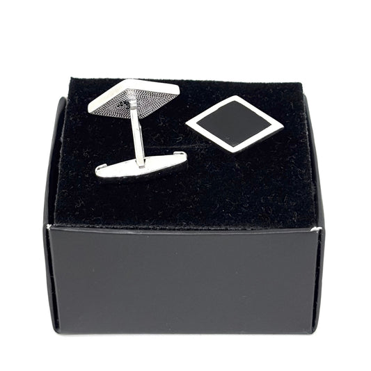 Black Enameled Silver Cufflinks