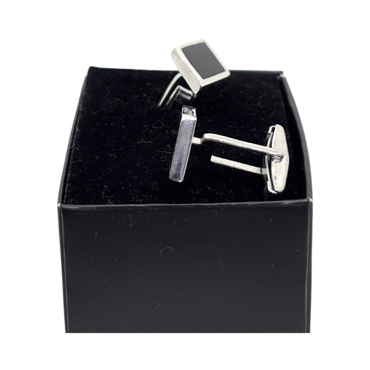 Black Enameled Silver Cufflinks