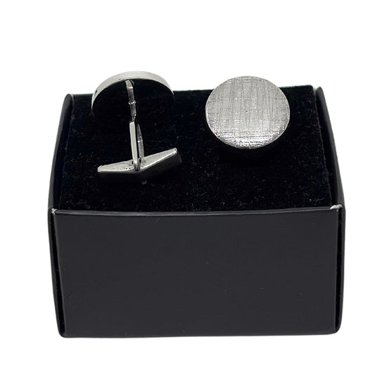 Elegant Lines Round Silver Cufflinks