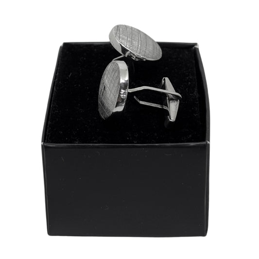 Elegant Lines Round Silver Cufflinks