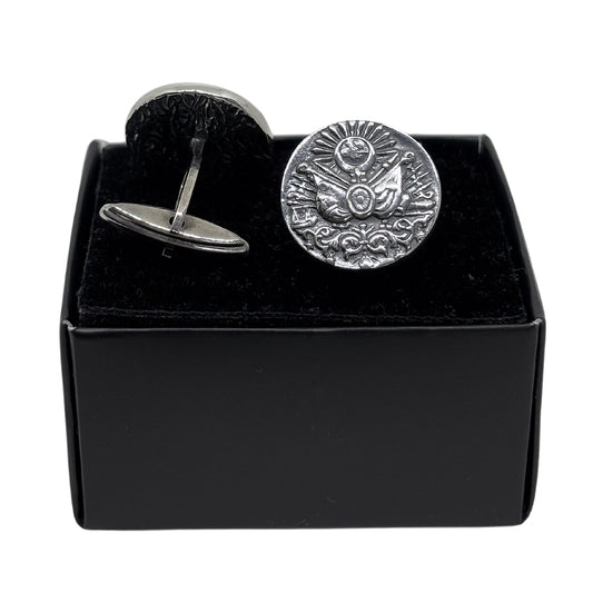 Silver Ottoman Flag Round Cufflinks