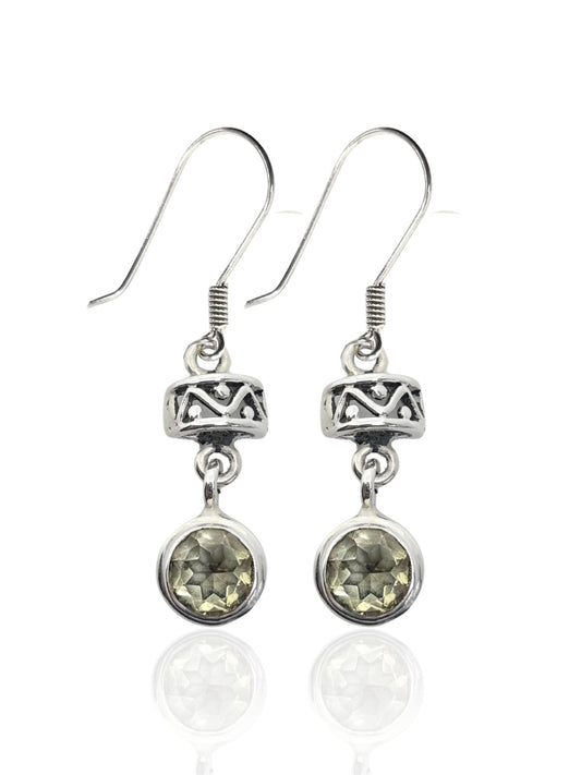 Amber&Duman Kristal Işıltılı Yuvarlak Taşlı Gümüş Kadın Küpe 4.3x1 cm