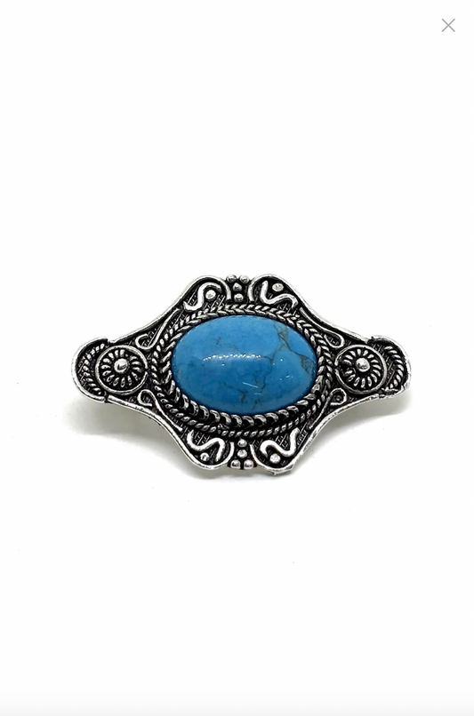 Firuze Taşlı Otantik Gümüş Broş