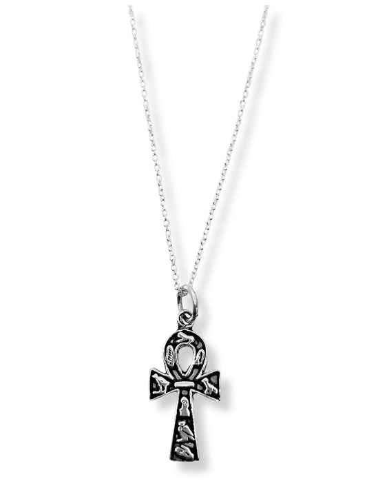 Oksitli Gümüş Hiyeroglif Nilin Anahtarı Ankh Kolye Model 3- 1.4x3.3 cm