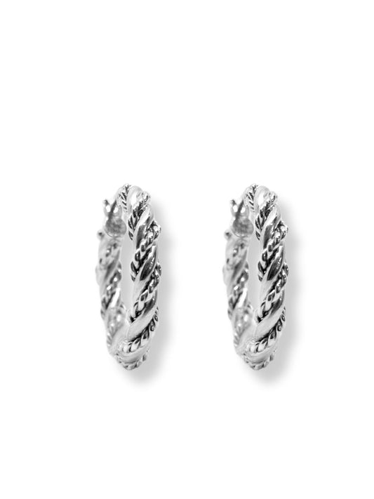 Örgü Gümüş Kadın Halka Küpe 2x2CM