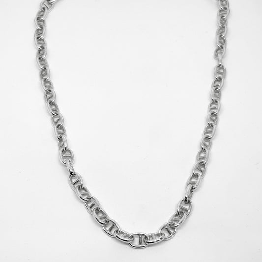 Oval Middle Bar Silver Chain Necklace 50CM