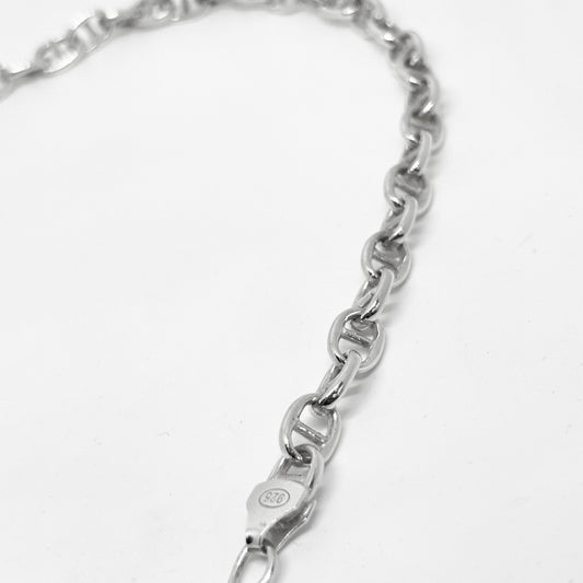 Oval Middle Bar Silver Chain Necklace 50CM