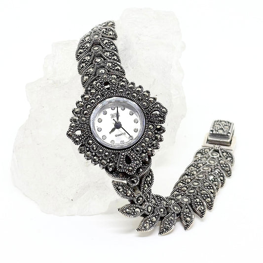 Silver Marcasite Stone Watch