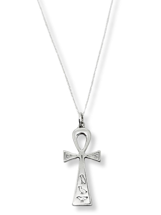 Sonsuz Yaşam Ankh Anahtarı Gümüş Kolye-2x5 cm