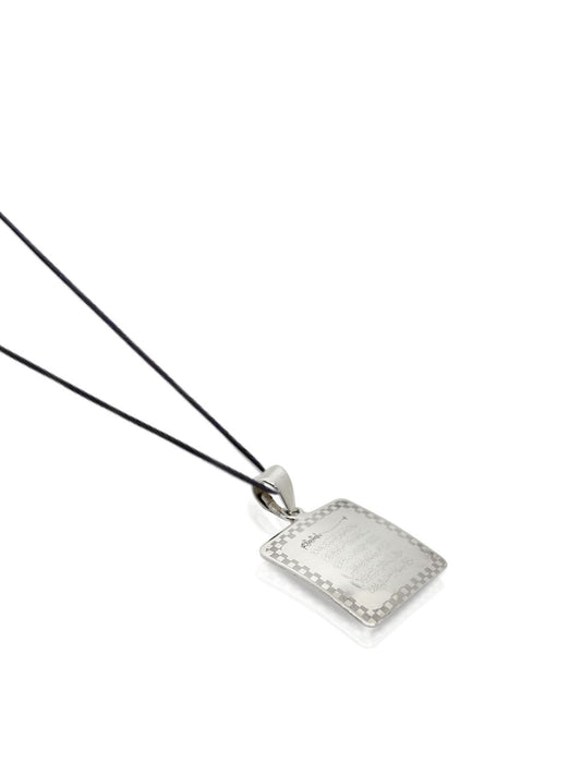 Gümüş Kare Çerçeveli Lazer İşleme Ayetel Kürsi Yazılı Kolye 3.5x2.3 cm [OYSY188]