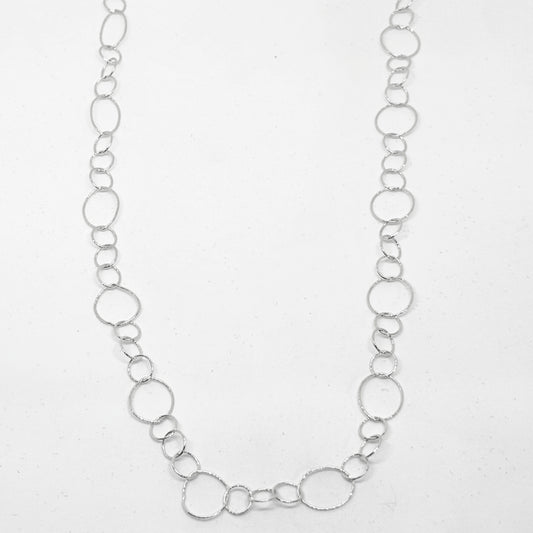 Thin Bubbles Silver Chain Necklace 55CM