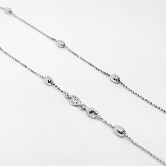 Oval Ball-ball Silver Chain Necklace 47CM