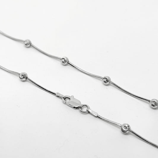 Laser Engraved Ball Silver Chain Necklace 50CM