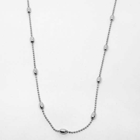 Mini Laser Ball Silver Chain Necklace 50CM