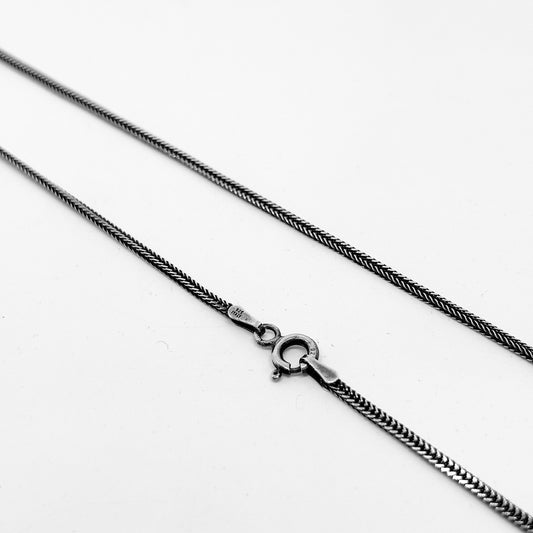 Thin Foxtail Silver Chain Necklace 46CM