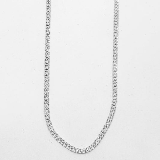 Thin Crushed Gurmet Silver Chain Necklace 40CM