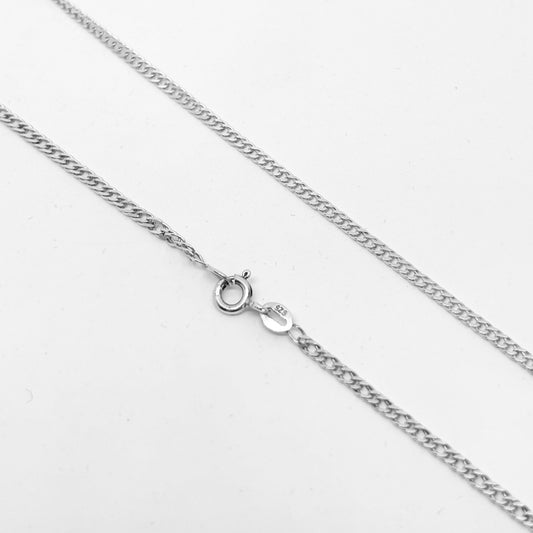 Thin Crushed Gurmet Silver Chain Necklace 40CM