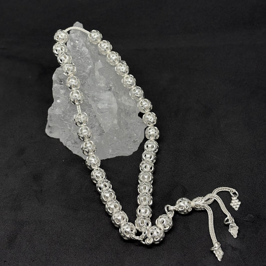 Openwork Shiny Silver Prayer Beads