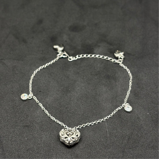 Elegant Heart Design Silver Women's Chain Bracelet